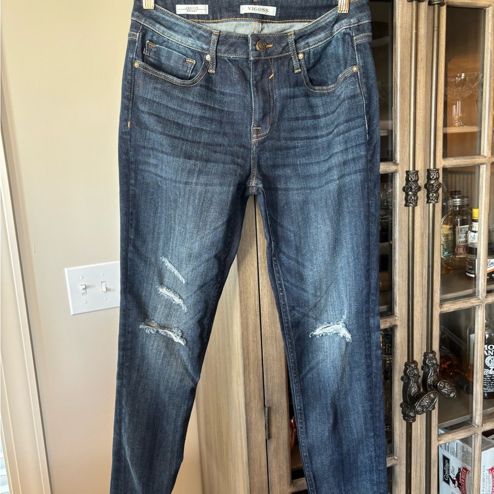 Vigoss Women's Jagger Skinny Distressed Jeans - Dark Blue